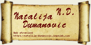 Natalija Dumanović vizit kartica
